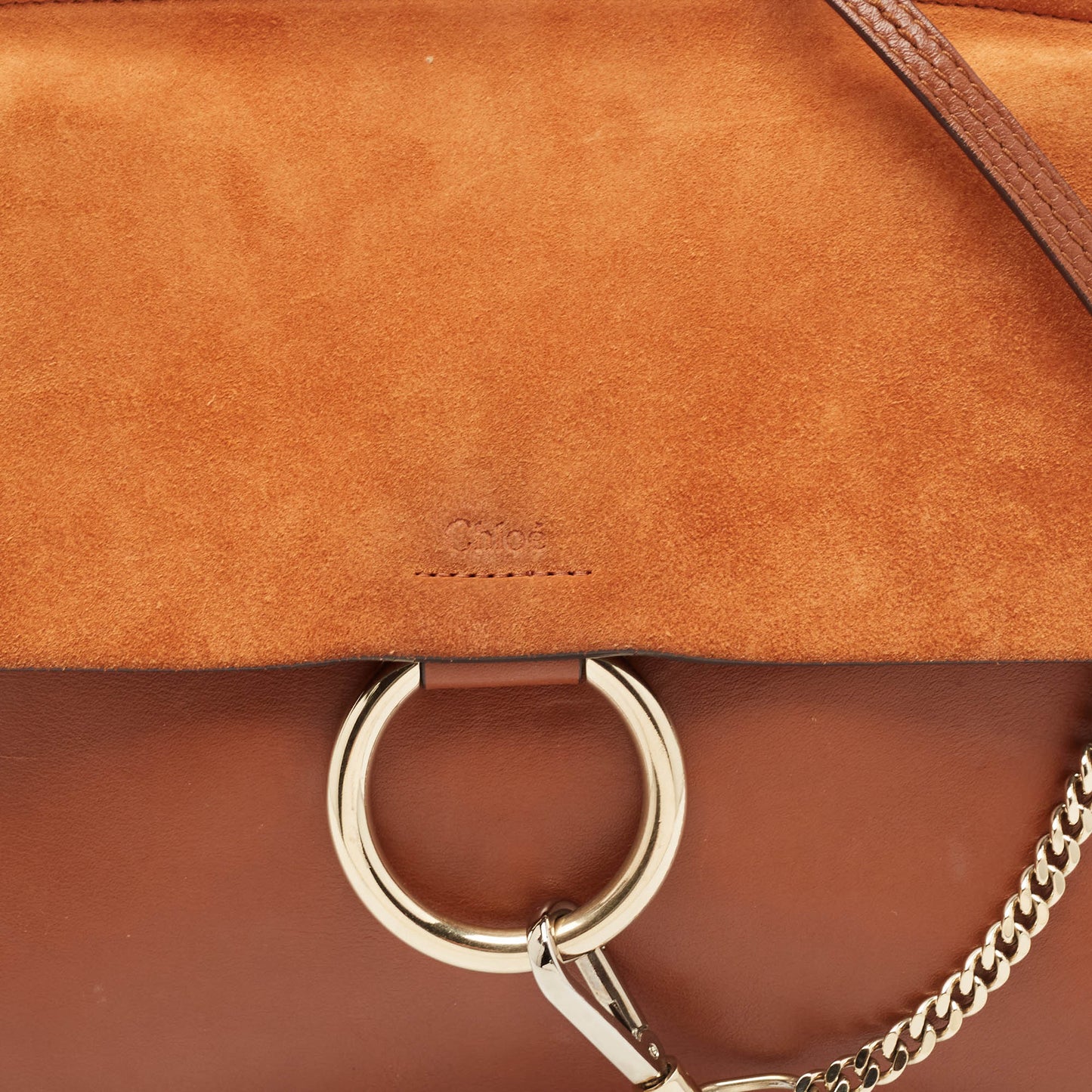 Chloe Brown Leather And Suede Medium Faye Shoulder Bag