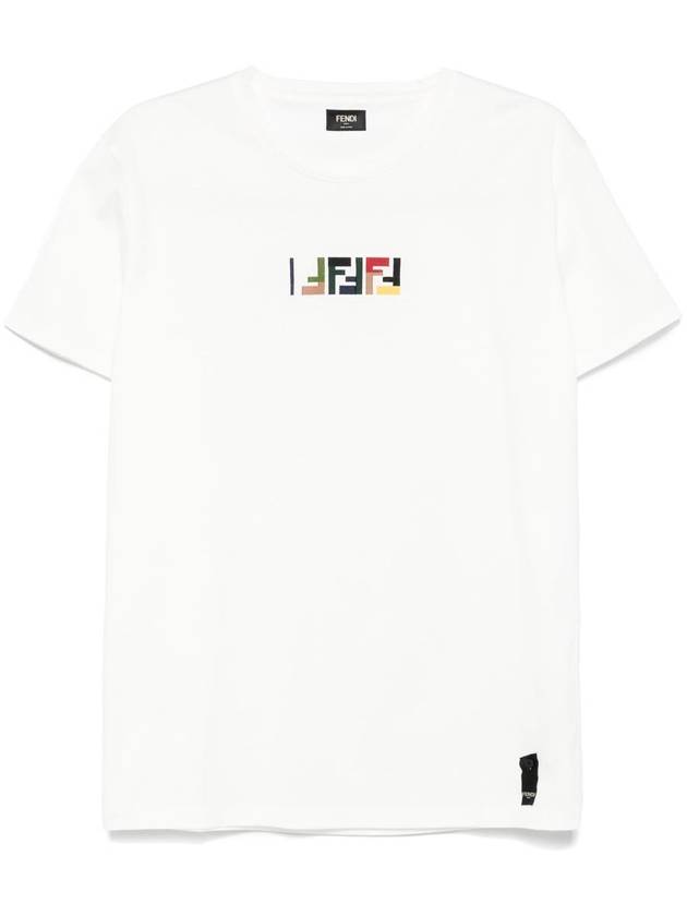 Fendi Embroidered Logo Short Sleeve T-Shirt White