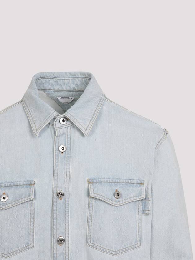 Bottega Veneta Extra Bleached Oversized Denim Long Sleeve Shirt Light Blue