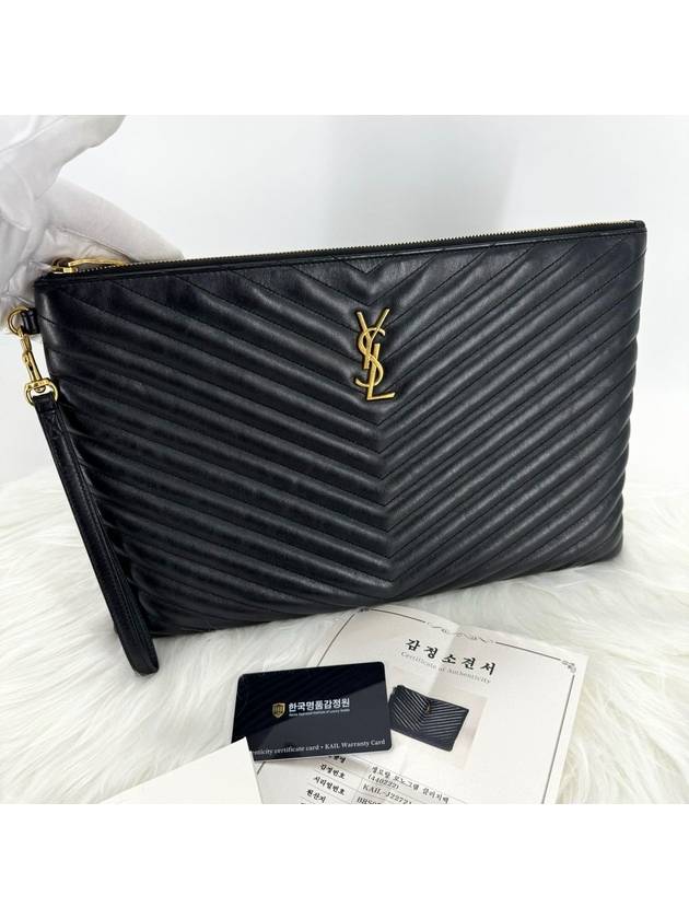 Saint Laurent Matelasse clutch bag large black