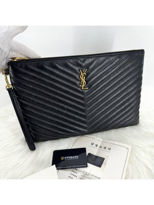 Saint Laurent Matelasse clutch bag large black