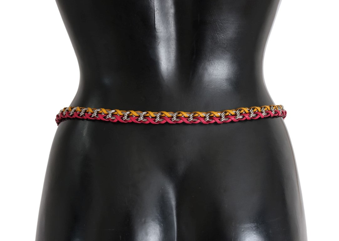 Dolce & Gabbana Red Yellow Leather Crystal Women's Belt