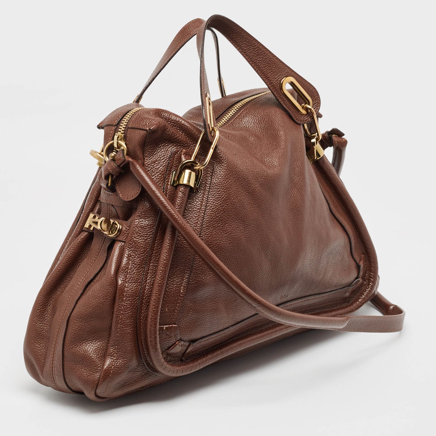 Chloe Dark Leather Large Paraty Shoulder Bag