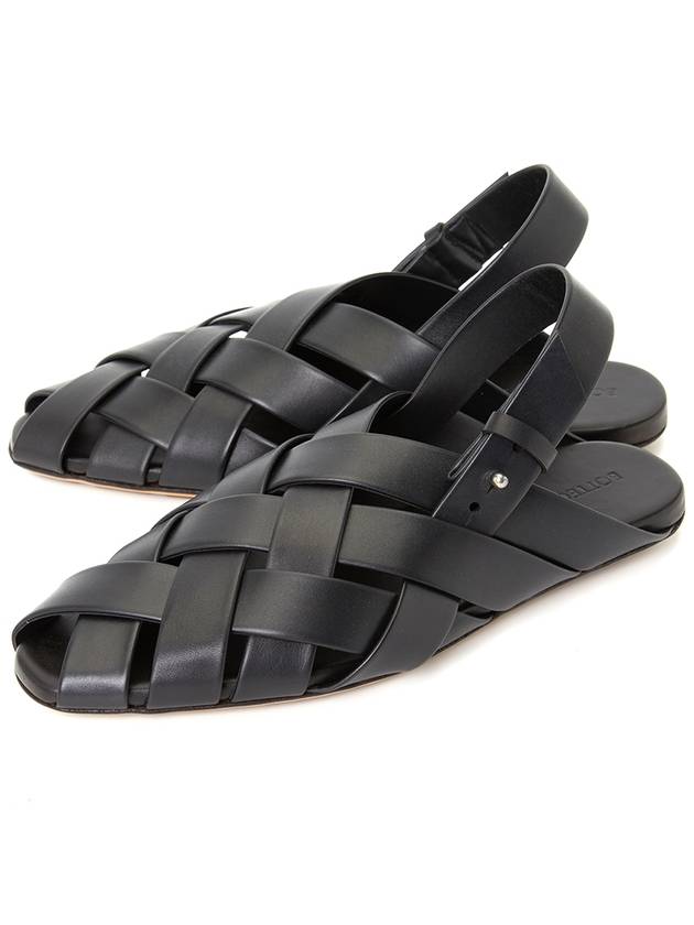 Bottega Veneta Alfie Intrecciato Leather Mule Sandals Black