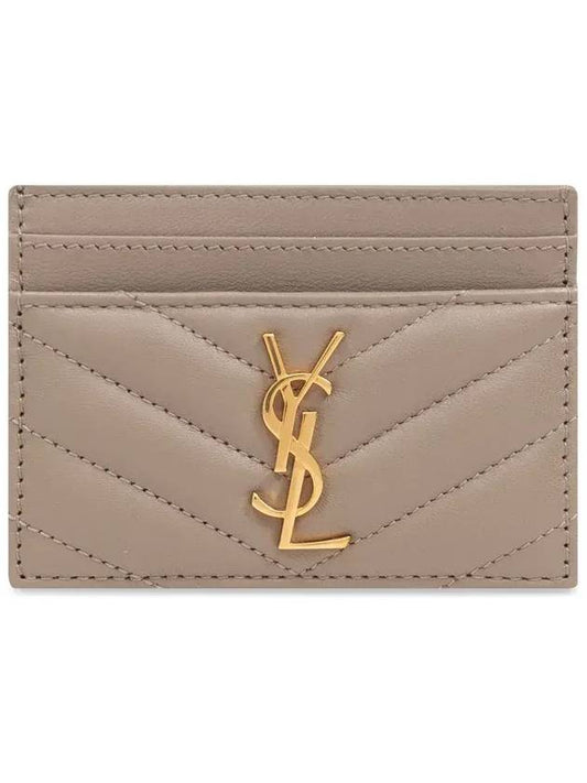 Saint Laurent Cassandre Matelasse Lambskin Card Wallet Grey