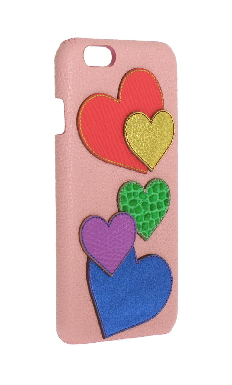 Dolce & Gabbana Pink Leather Heart Phone Women's Cover