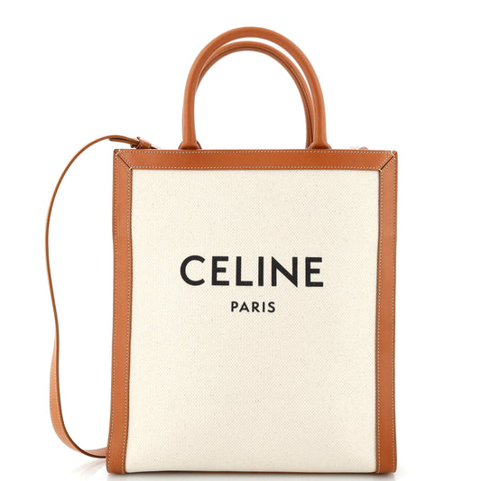 Celine Vertical Cabas Tote Canvas with Leather Small
