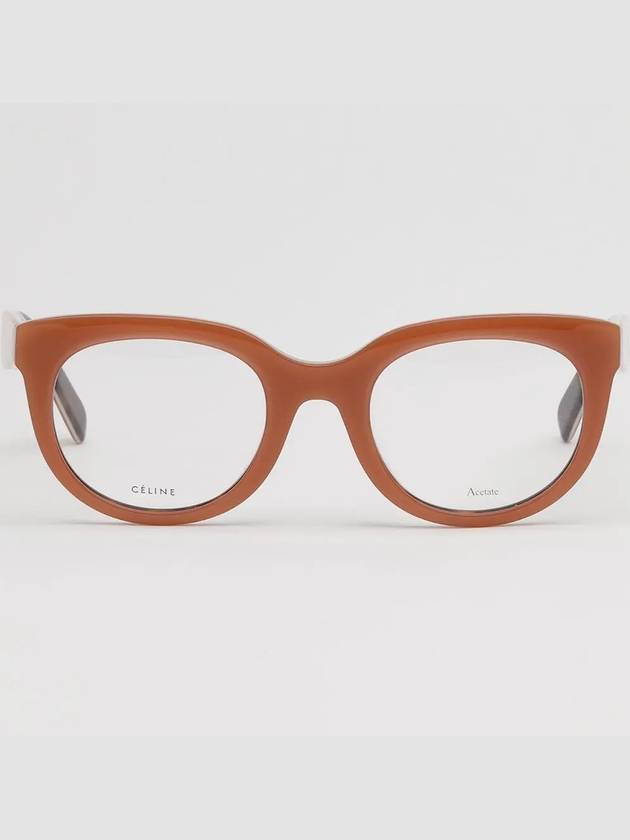CELINE Eyewear Logo Round Eyeglasses Brown