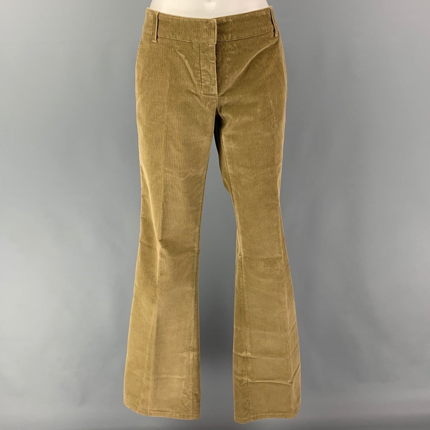PRADA Size 8 Beige Cotton Blend Flat Front Casual Pants