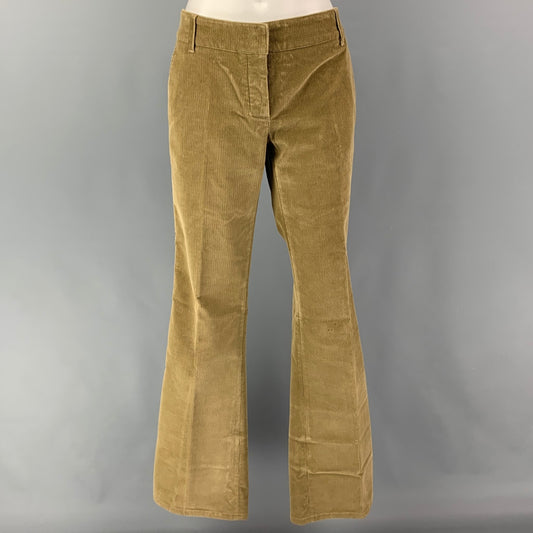 PRADA Size 8 Beige Cotton Blend Flat Front Casual Pants