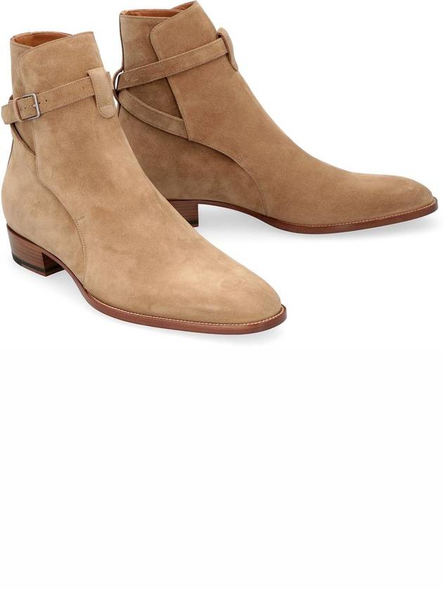 Saint Laurent Men's Jodhpur Suede Ankle Boots Tobacco Beige