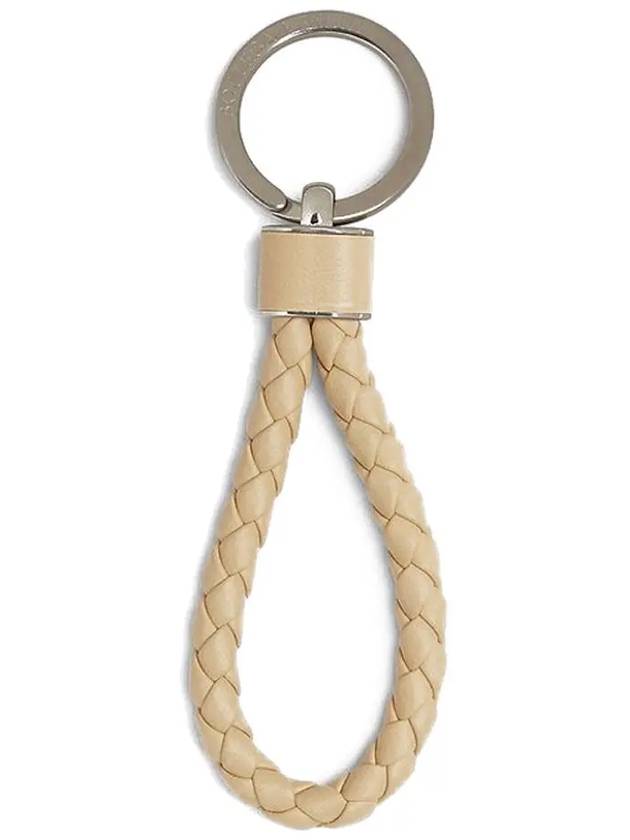 Bottega Veneta Intrecciato Leather Key Holder Ivory