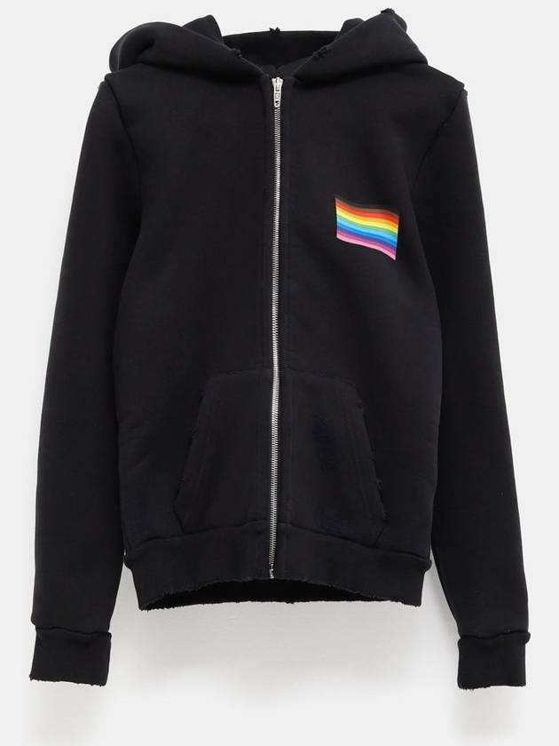 Balenciaga Rainbow flag small fit hooded zip up black