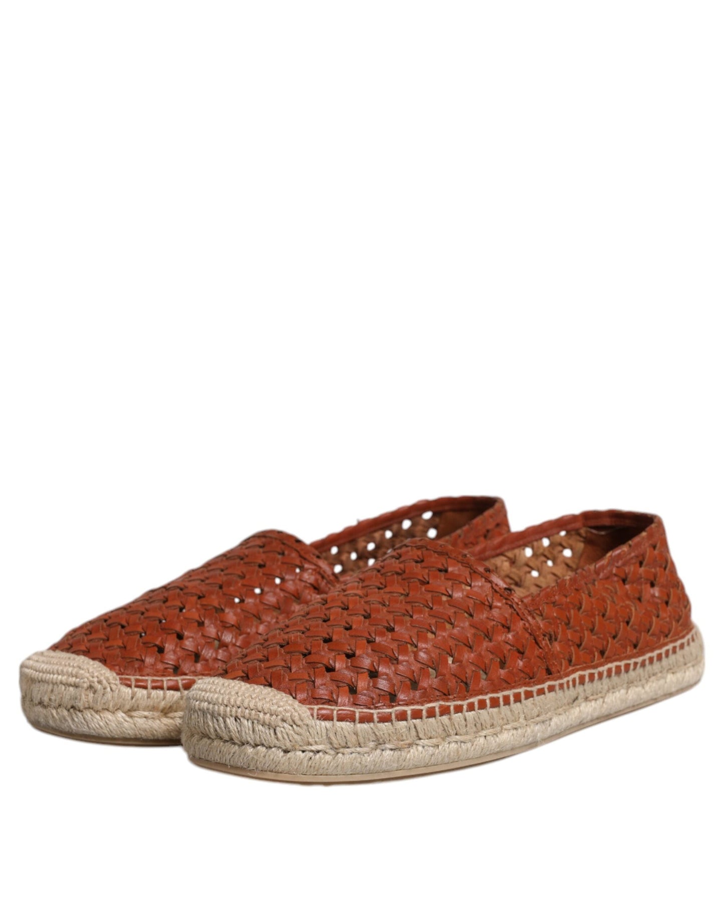 Dolce & Gabbana Maroon Woven Leather Men Espadrille Men's Shoes