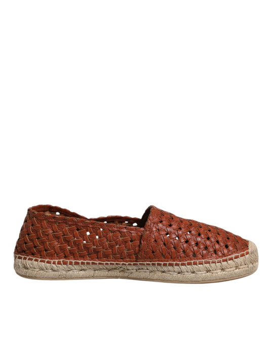 Dolce & Gabbana Maroon Woven Leather Men Espadrille Men's Shoes