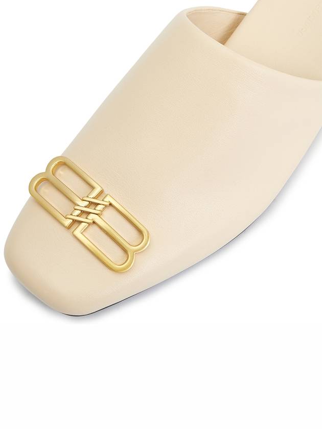 Balenciaga WoMen's BB Logo Leather Cozy Slippers Sand