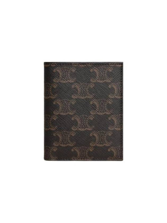 CELINE Triomphe Canvas Compact Half Wallet Black