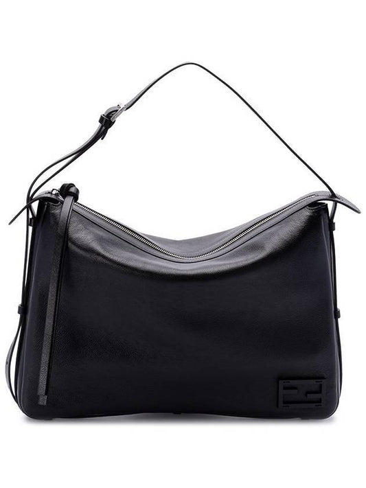 Fendi Simply Large Leather Shoulder Bag Black