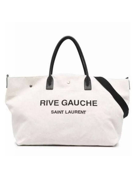 Saint Laurent Rive Gauche Logo Tote Bag Ivory