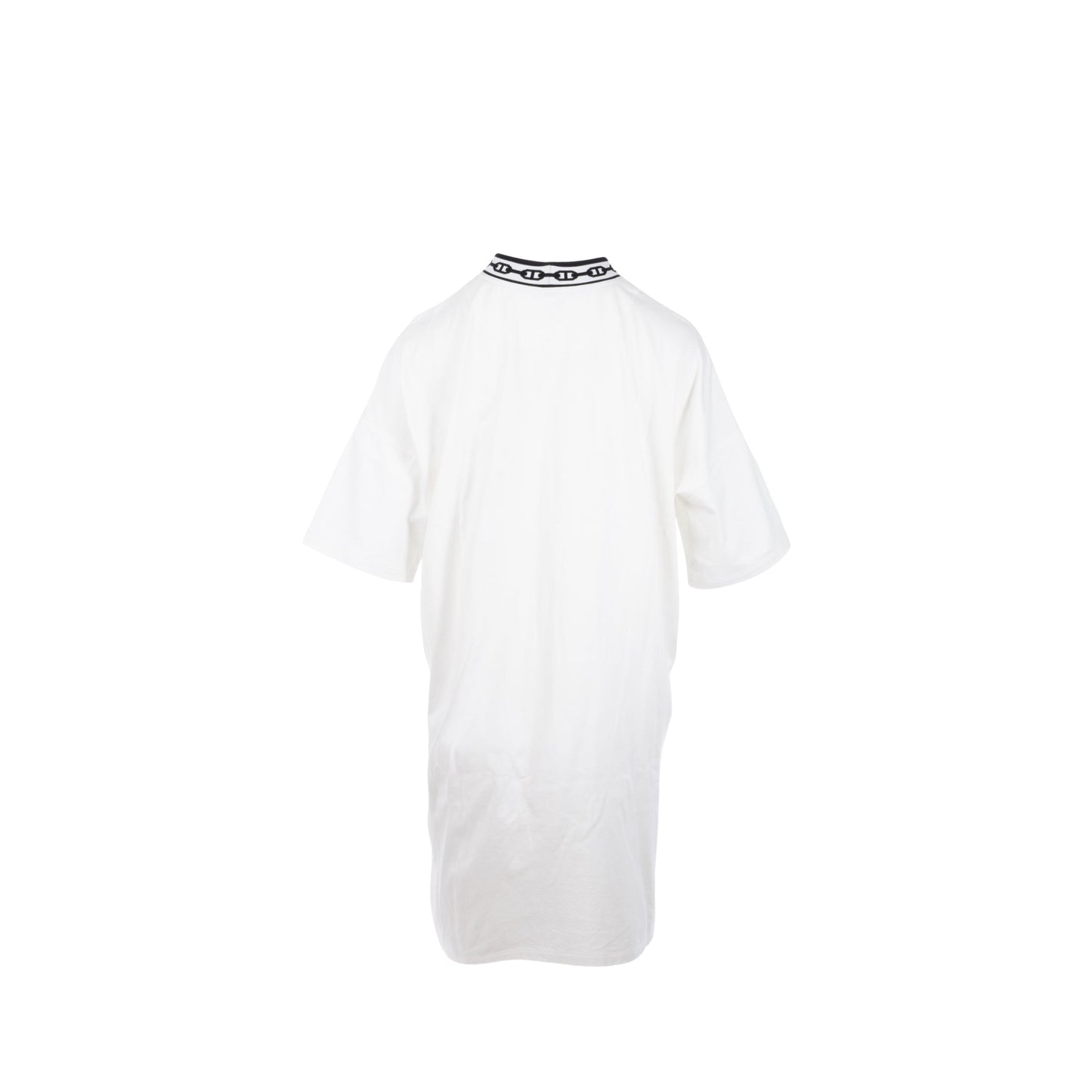 Hermes Size 42 Robe Detail Chaine Ancre Jersey Dress Cotton White/Black
