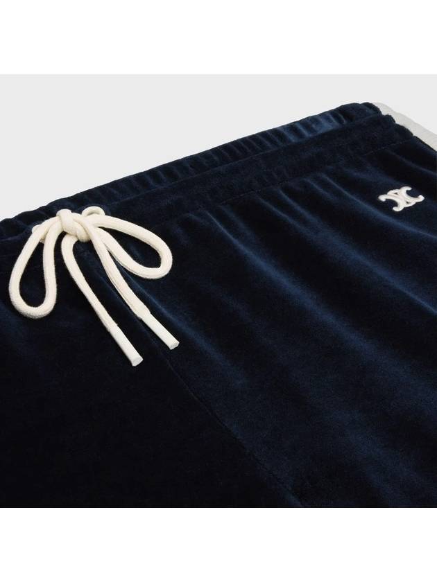 CELINE Triomphe Embroidered Velvet Jersey Mini Shorts Midnight