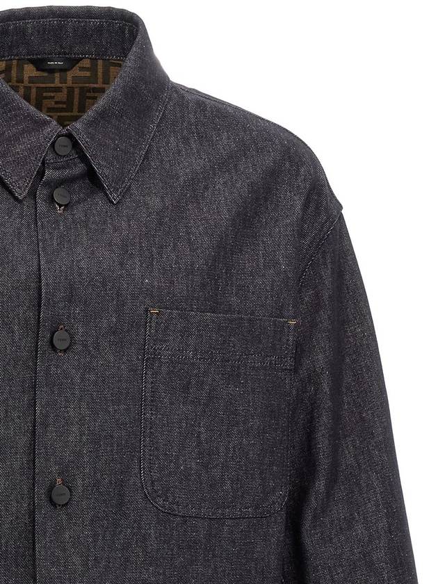 Fendi Side Pocket Denim Jacket Blue