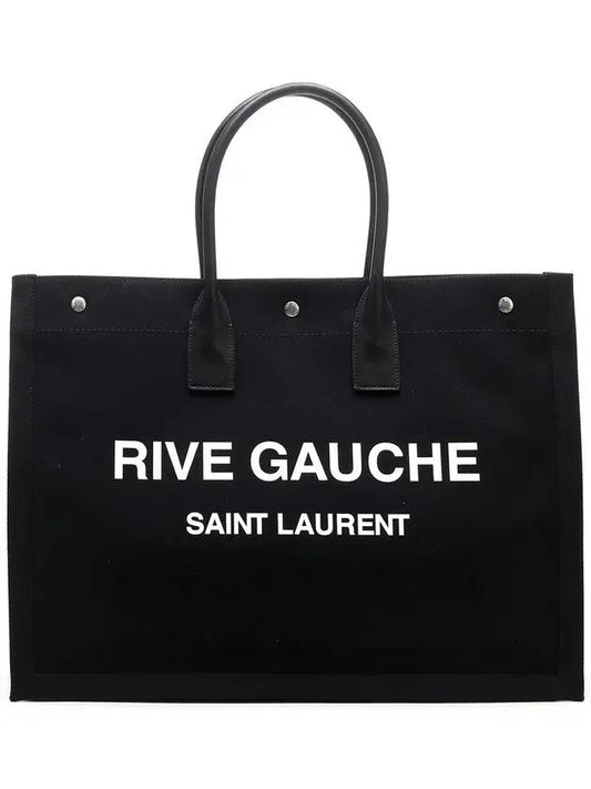Saint Laurent Rive Gauche Cotton Canvas Tote Bag Black