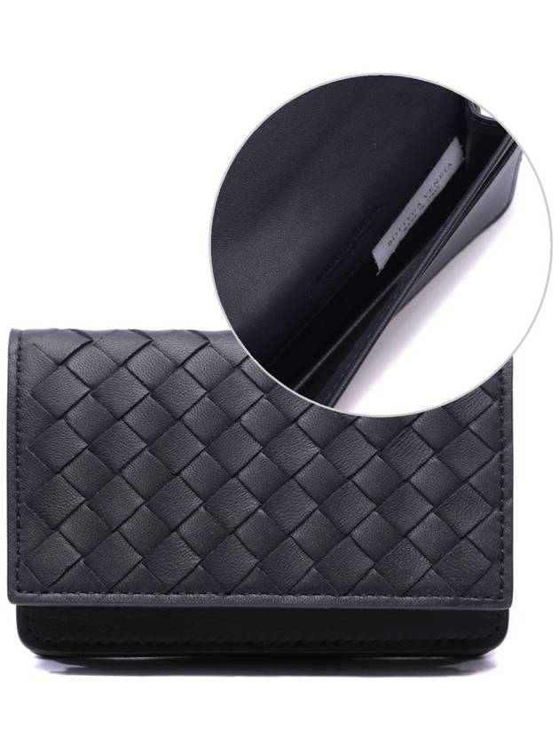 Bottega Veneta Intrecciato Flap Card Wallet Navy