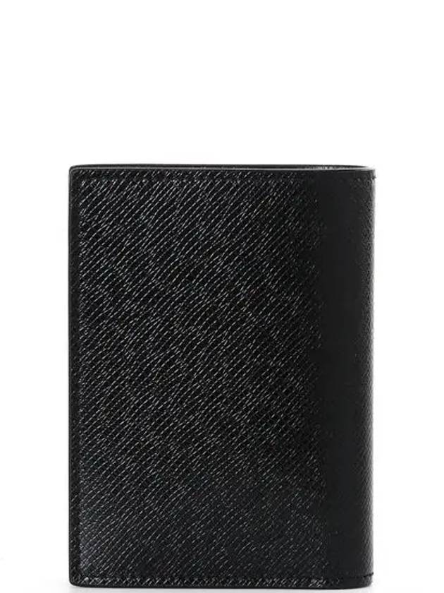 Saint Laurent Paris Credit Coated Leather Card Wallet Black
