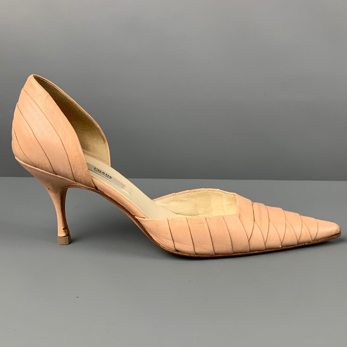 PRADA Size 6 Nude Leather D'Orsay Pumps