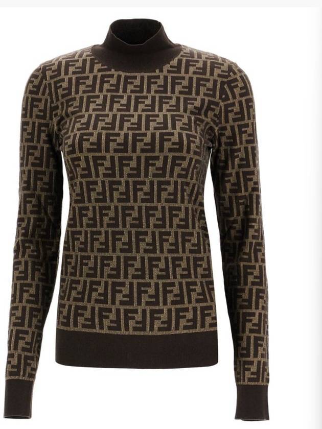 Fendi FF Cotton Turtleneck Brown