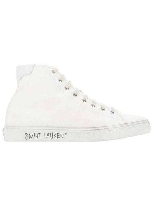 Saint Laurent Malibu Logo Canvas High Top Sneakers White