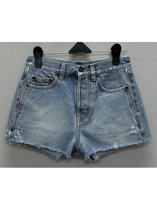Saint Laurent Blue Denim Slim Fit Short Pants 25