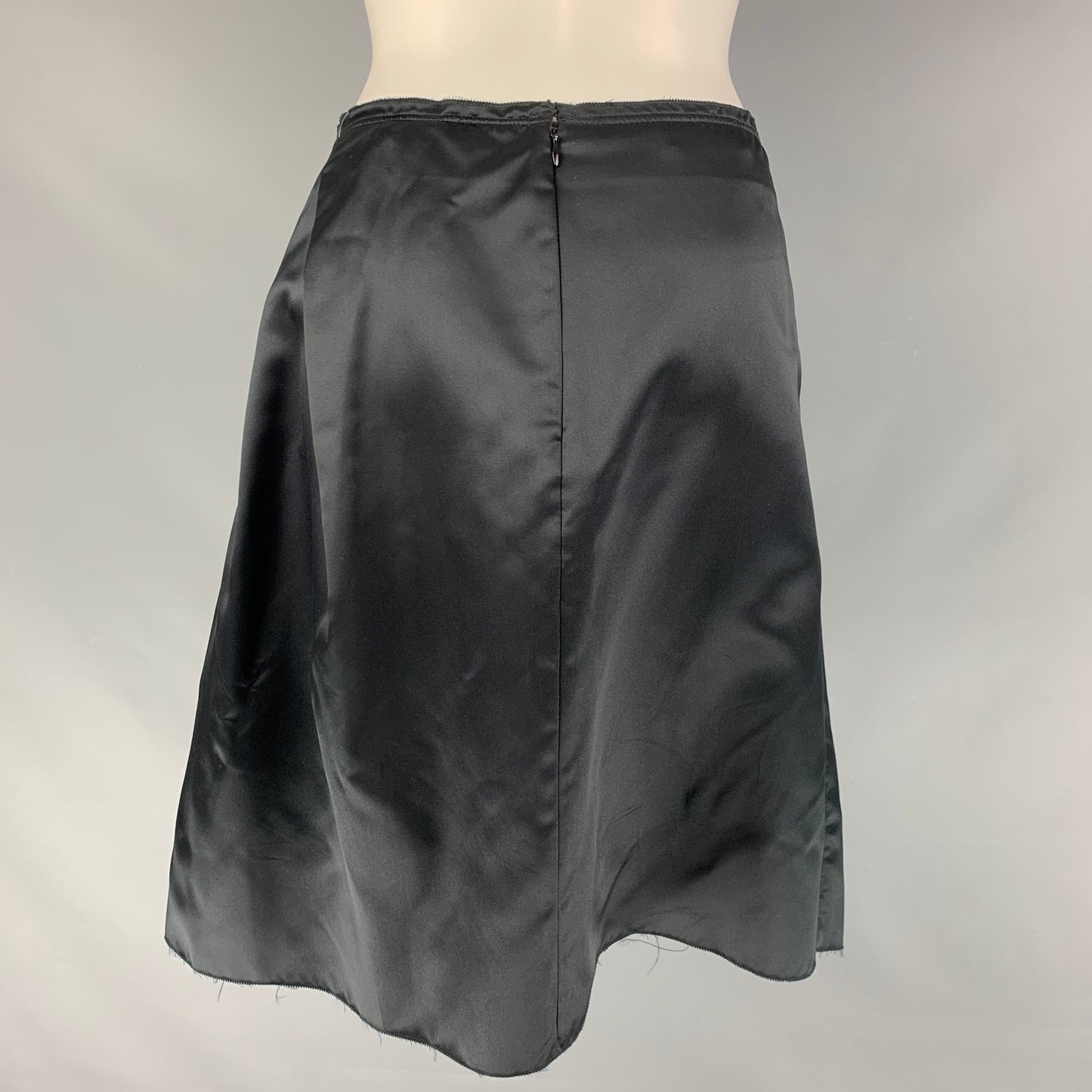 PRADA Size 4 Black Silk Pleated Circle Skirt