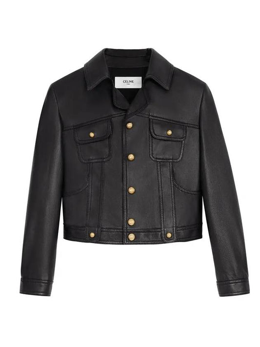 CELINE Leather Blouson Jacket Black