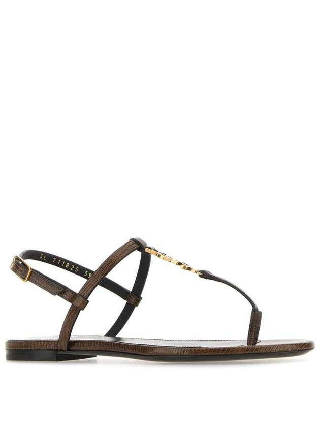 Saint Laurent Logo Plaque Open Toe Sandals Brown