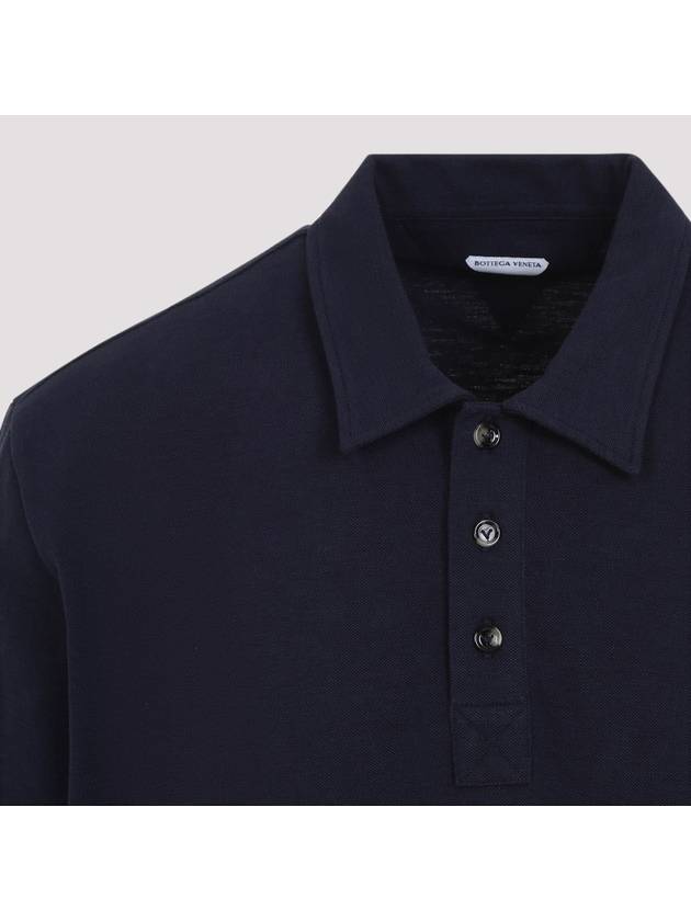 Bottega Veneta Embroidered Logo Polo Shirt Blue