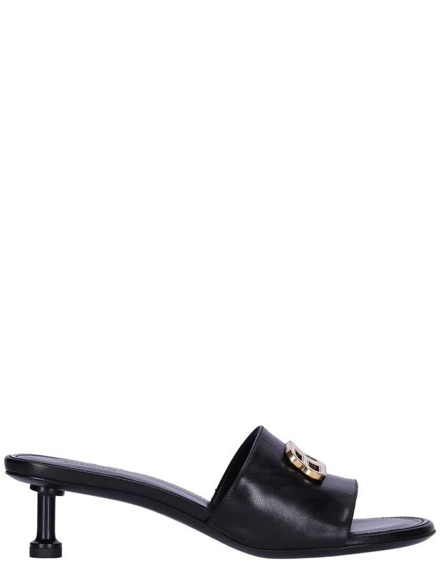Balenciaga BB Leather Slipper Heels Black