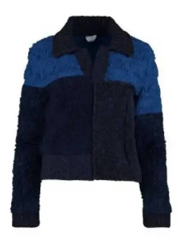 Bottega Veneta Patchwork Wool Knit Top Navy