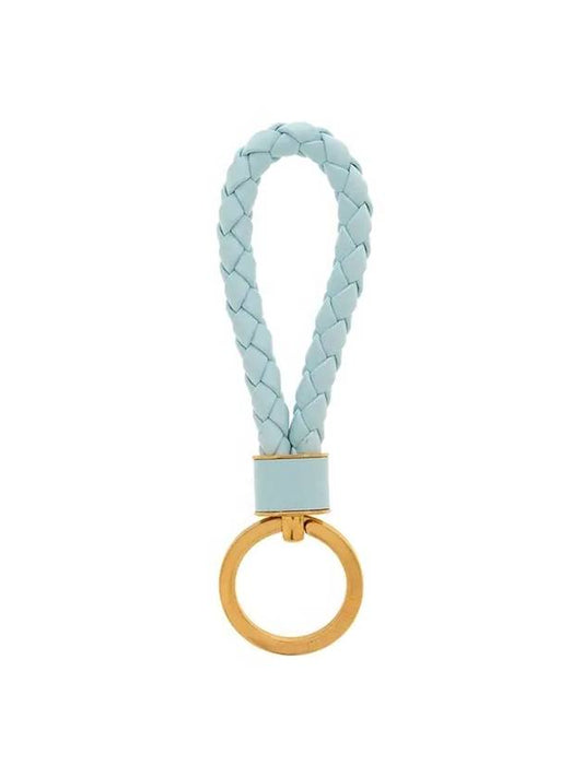 Bottega Veneta Intrecciato Lambskin Key Holder Light Blue