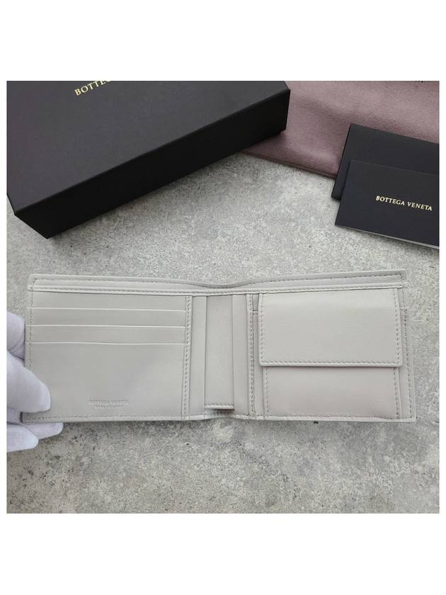 Bottega Veneta Intrecciato Leather Half Wallet Grey