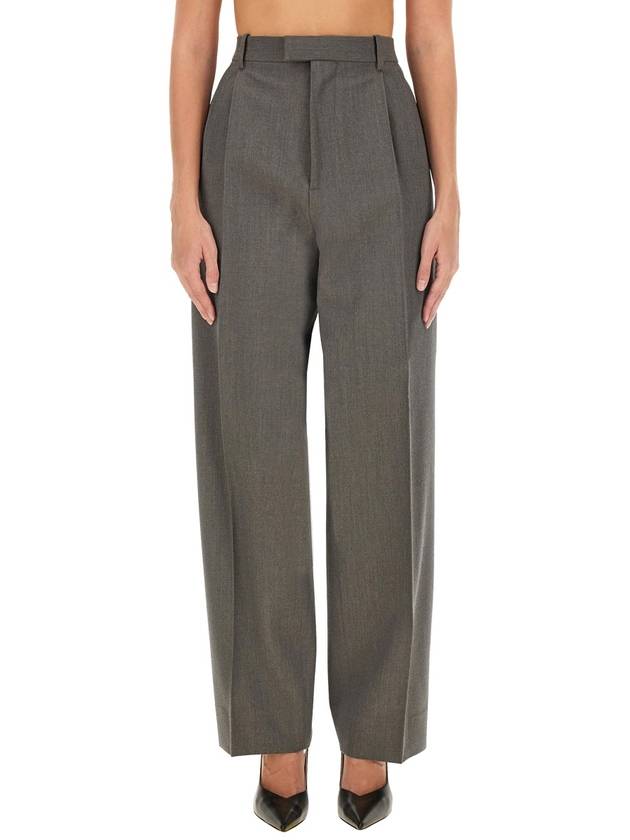 Bottega Veneta Pleated Straight Pants Grey Melange