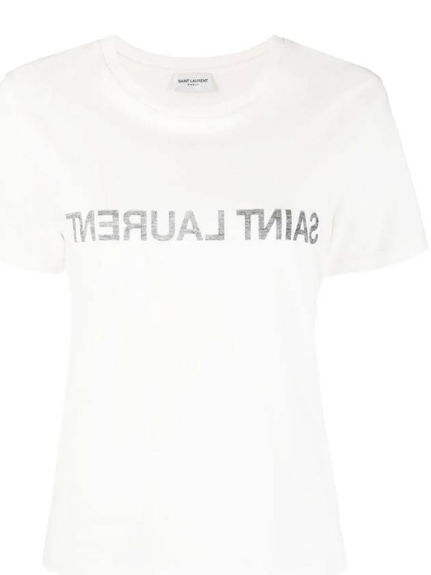 Saint Laurent Reverse Short Sleeve T-Shirt Nature Et Noir
