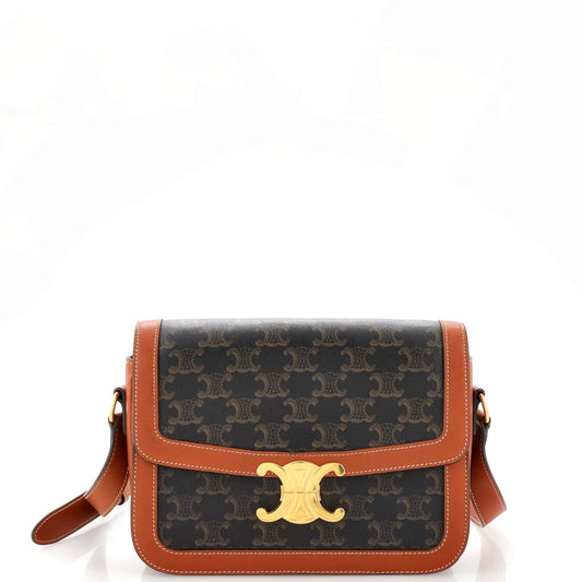 Celine Triomphe Shoulder Bag Triomphe Coated Canvas Medium