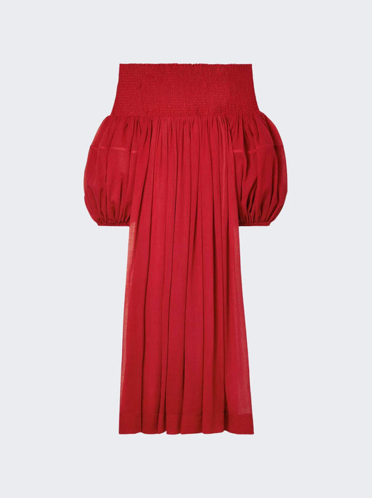Chloe Off-Shoulder Wool Dress Red