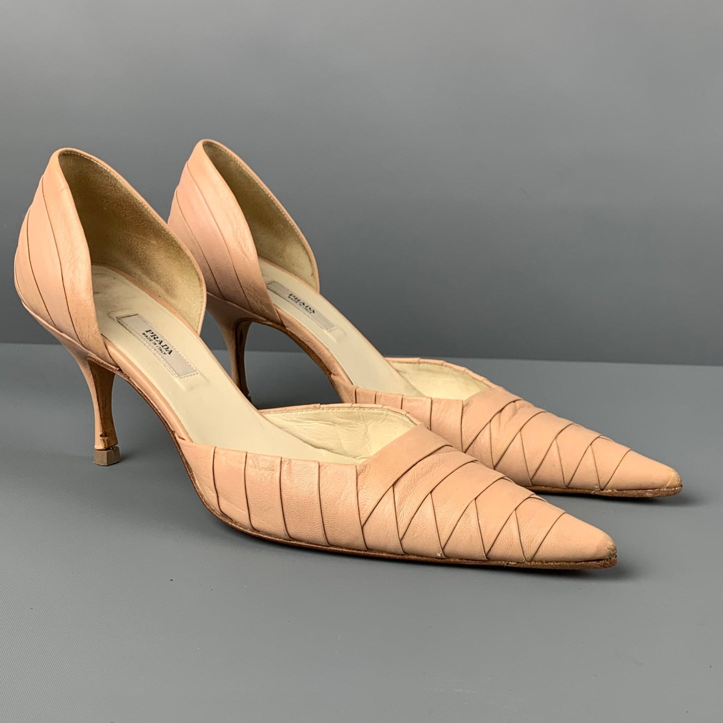 PRADA Size 6 Nude Leather D'Orsay Pumps