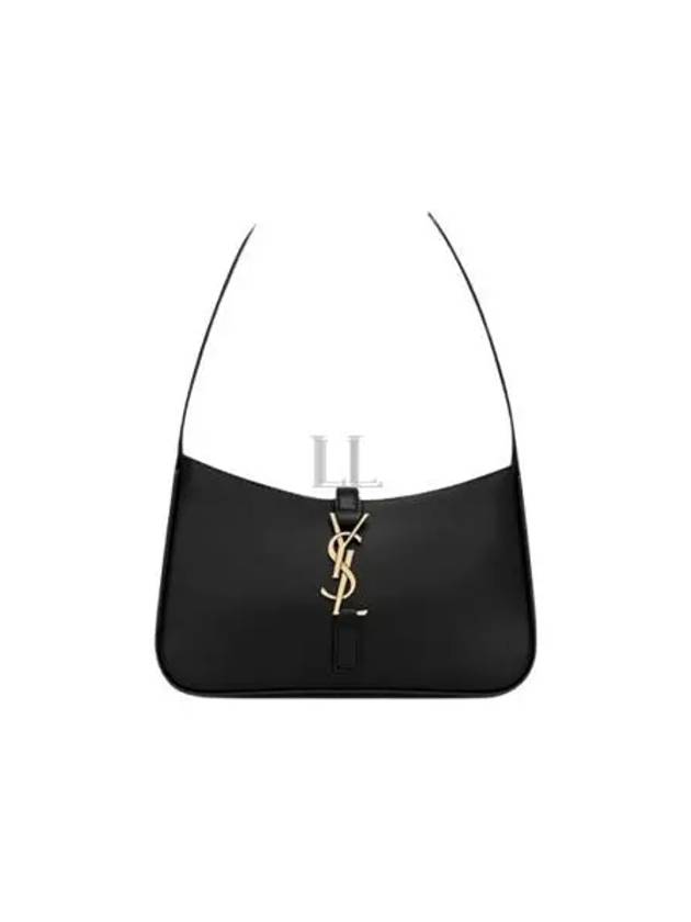 Saint Laurent LE 5A 7 Small Smooth Leather Hobo Shoulder Bag Black