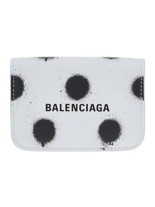 Balenciaga Spray Polka Dot Half Wallet White