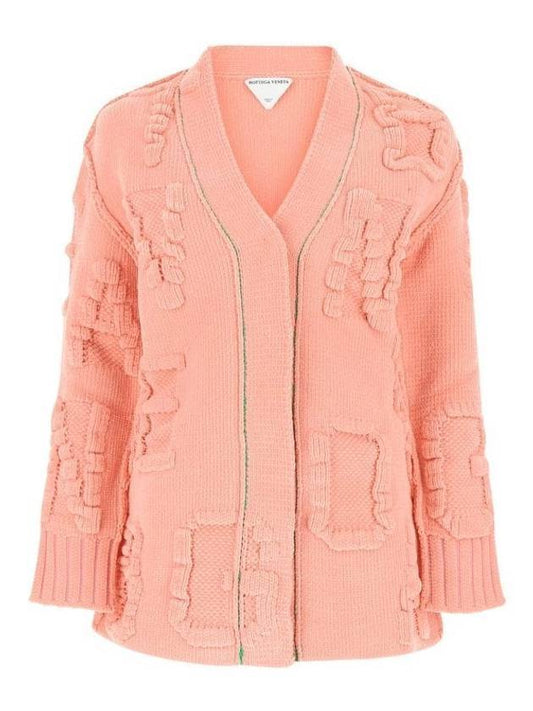 Bottega Veneta logo lettering embossing detail cardigan pink