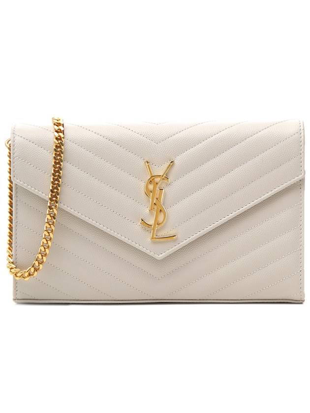 Saint Laurent Monogram Matelasse Chain Shoulder Bag White